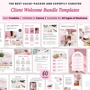 Client Welcome Packet, Client Intake Canva Templates Kit New Customer Guide Book Services & Pricing Business Onboarding client contract form
