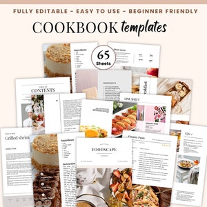 Cookbook Template, Editable Recipe Book Template, Printable Family Cookbook journal, Recipe eBook, Canva Food Blogger, Meal Planner Binder