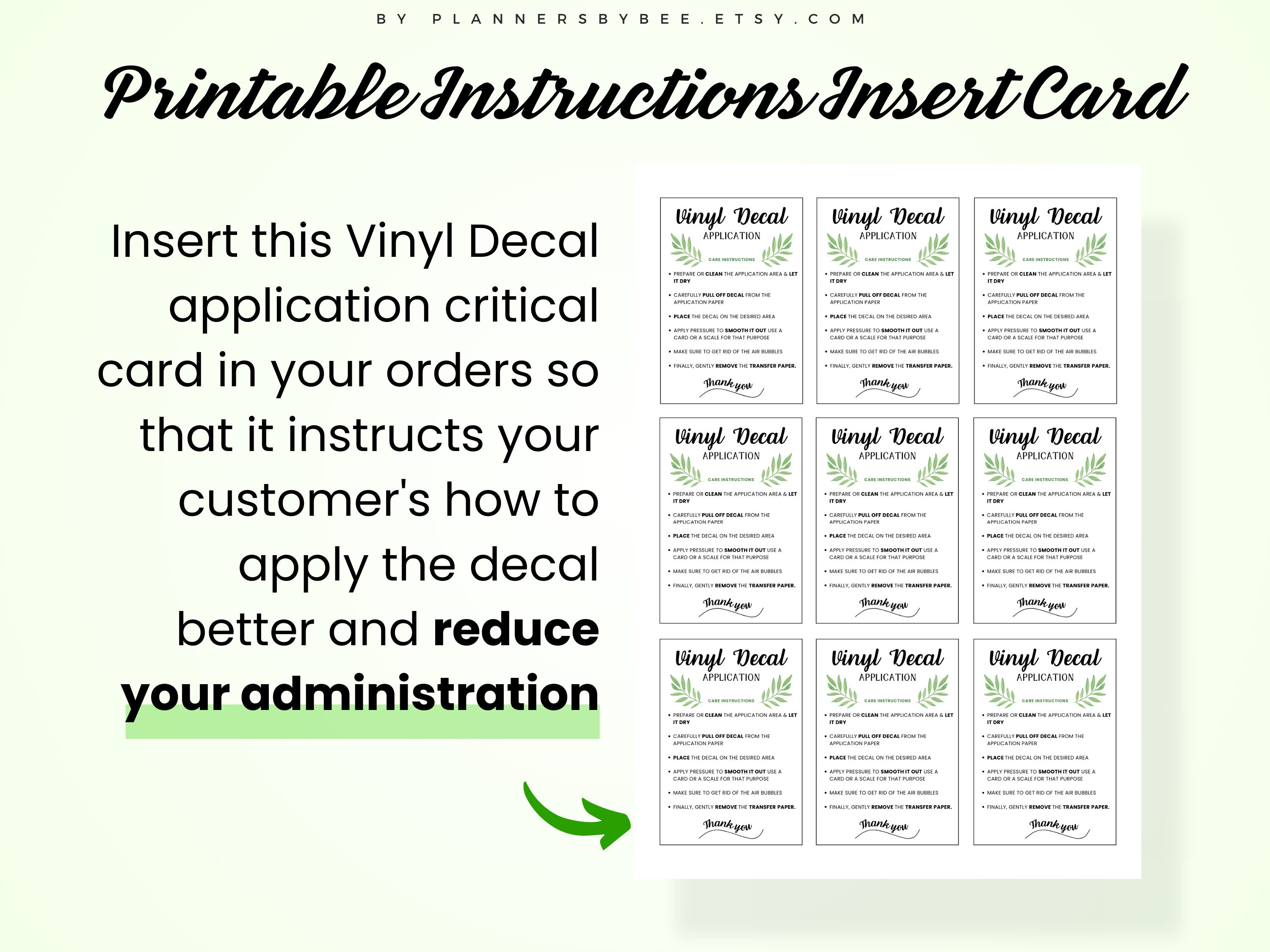 Vinyl Decal Application Instructions Decal Application Order Etsy