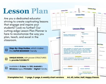 Lesson Plan Template, Lesson Planner Printable, Homeschool Teacher Planner, Weekly, Daily Plans, Academic Schedule, Simple Lesson Plan Book