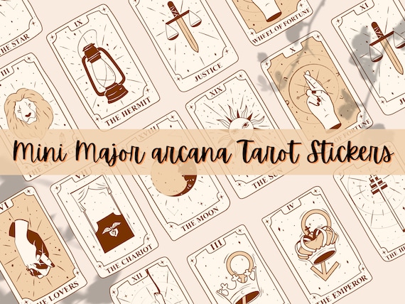 Mini Tarot Card Stickers 22 Major Arcana tarot Printable Cards Sticker cute  Mystic Sticker DIY Tarot Journal Printable Planner Stickers 