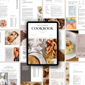 Cookbook Template Canva, Editable Cookbook Templates, Nutrition guide, Editable Recipe Book, Meal planner, Magazine cooking Blogger, Digital