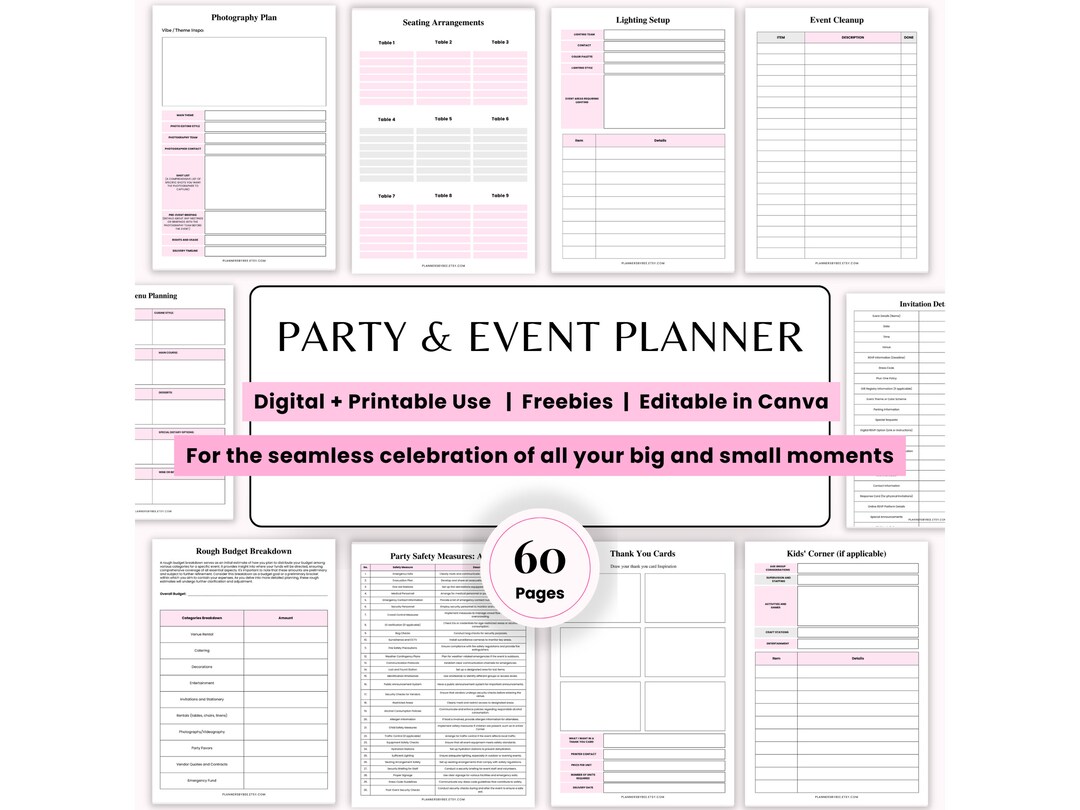 Party Planner Printable Planner Event Planner Event Planning Template ...