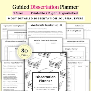PhD Thesis Dissertation Planner, Graduate Research Project, Thesis Defense Journal, Literature Review, Supervisor Meeting, PhD Timeline book