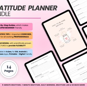 Printable Gratitude Journal BUNDLE, Mindfulness Log, Gratitude Template, Self Care Planner, Daily Journal for Women, Gratitude Jar, Wellness