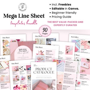 Line sheet Template Canva Wholesale Line Sheet Catalog Line Sheet layout Jewelry A4 Etsy Business Catalogue Service Pricing Product Lookbook