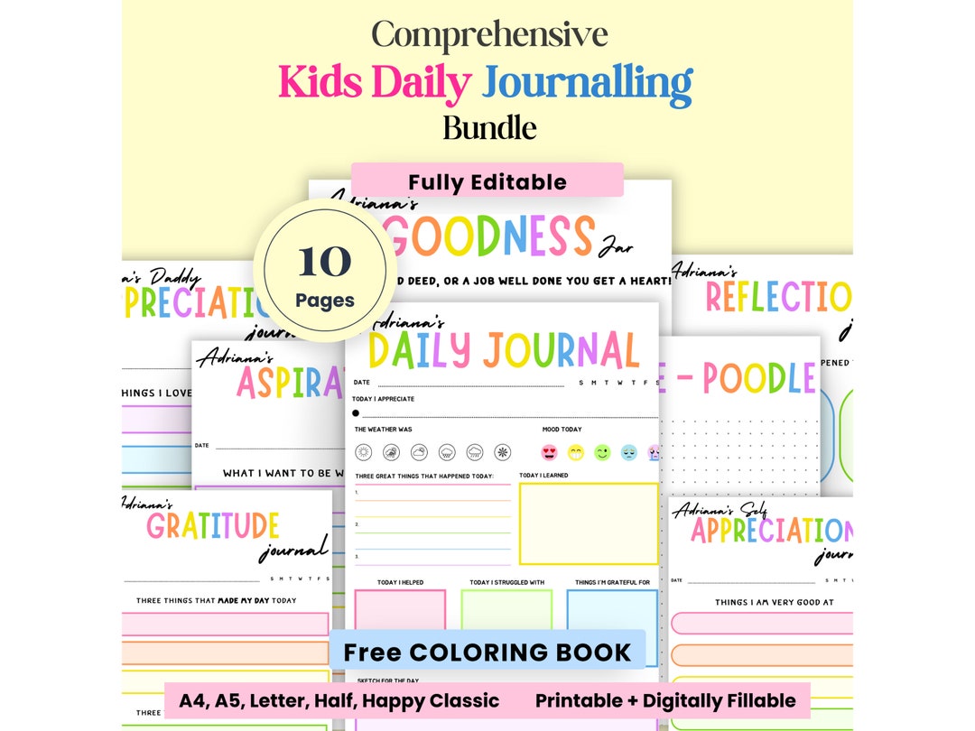Kids Daily Journal, Printable Kids Journal, DIY Journal Pages, Workbook ...