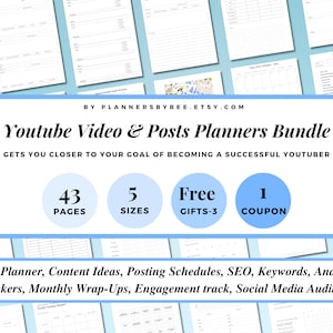 Youtuber Vlog Tracker Content Creator Ideas Planner Youtube Planner Social Media Video Youtube Marketing Planner Classic Happy Inserts Blog