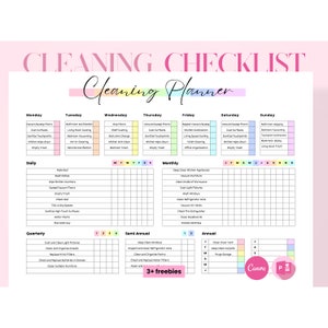 Cleaning Schedule, Cleaning Planner, House Cleaning List, Weekly House Clean, Editable Cleaning, ADHD cleaning checklist, Cleaning Checklist