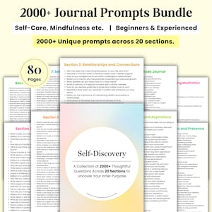 Mindfulness Journal Prompts, Mental Health Journal Prompts, Self-Love, Personal Growth, Self-Discovery Journal, Daily Reflection, Wellness