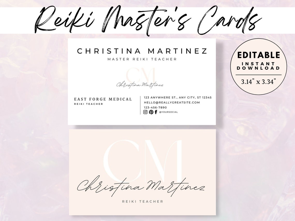 Reiki Business Card Template Reiki Practitioner Business Etsy