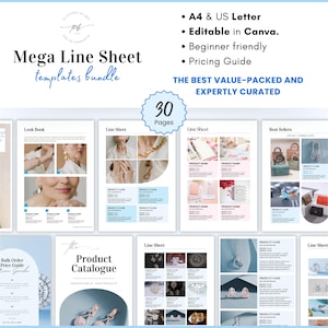 Canva Catalogue template, modern line sheet, wholesale price list, catalog service sale guide, small business editable aesthetic order book