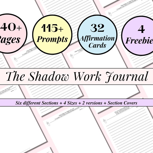 Shadow Work Prompts, Shadow Work Workbook, Shadow Work Oracle Journal, Inner Child Healing Journal, Enlightenment, Self Discovery Printable