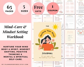 Mindfulness Journal, Wellness Planner Bundle, Mood Tracker, Therapy Journal Worksheets Mental Health Journal Self Care Planner Anxiety DBT