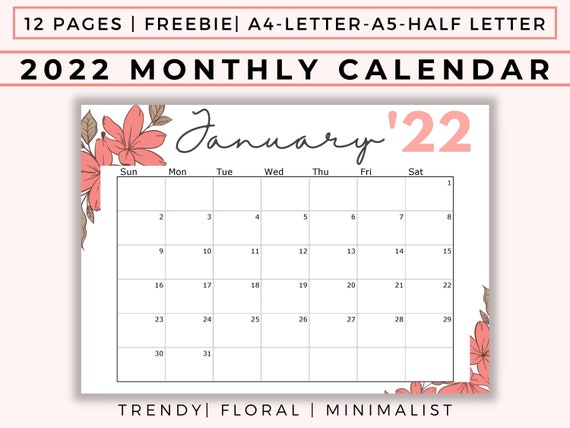 2023 Calendar Printable Aesthetic Botanical Calendar 12 - Etsy Italia