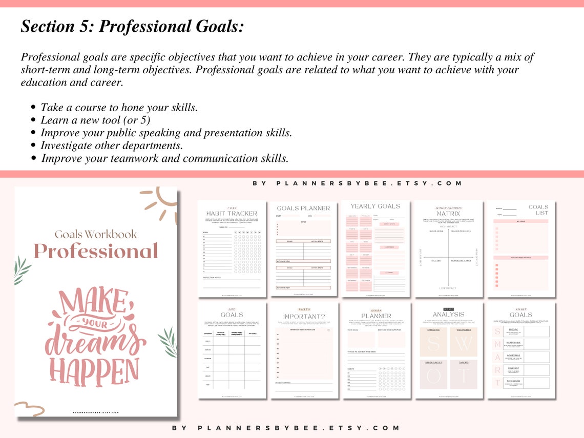 Life Goals Planner Best Goal Setting Digital Printable Etsy