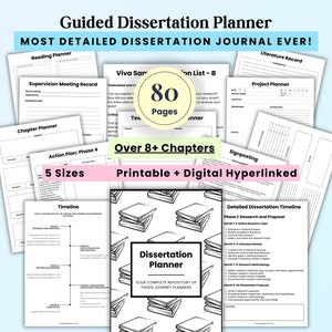 Thesis Journal, Dissertation Planner, Undergraduate & Masters Thesis Project Planner, Supervisor Meetings, PhD Research Dissertation Plan
