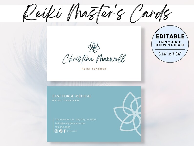 Reiki Business Card Template Reiki Practitioner Business Etsy