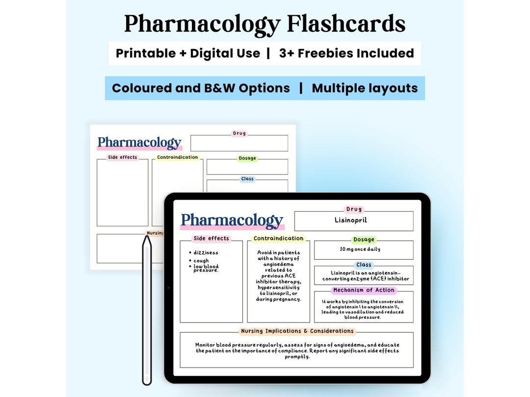 Pharmacology Flash Cards Nursing Pharmacology Printable - Etsy