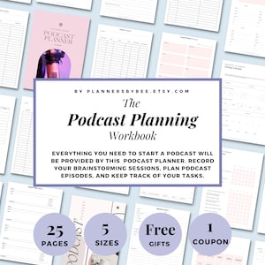 Podcast Planner, podcast template, content planner, social media planner, youtube planner, content calendar, social media manager, printable