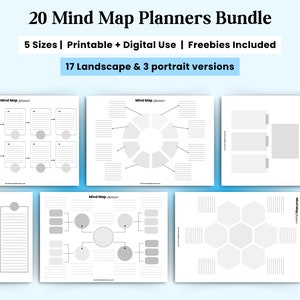 Mind Map, Mind Map template, Printable Mind Map Planner, Study Guide Template, Brain Dump, Brainstorming, Idea Map, Note Taking Diagram