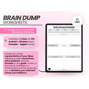 Brain Dump Journal Printable, Mental Health Check-in, Priority Matrix, ADHD Brain Dump Template, Thought Organizer, Ideas Daily Task Tracker