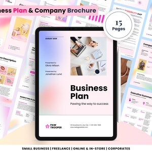 Canva Template for Business Plan, Business Plan Template, Editable Online Business Plan, Printable Business Planner, Elevator Pitch Template
