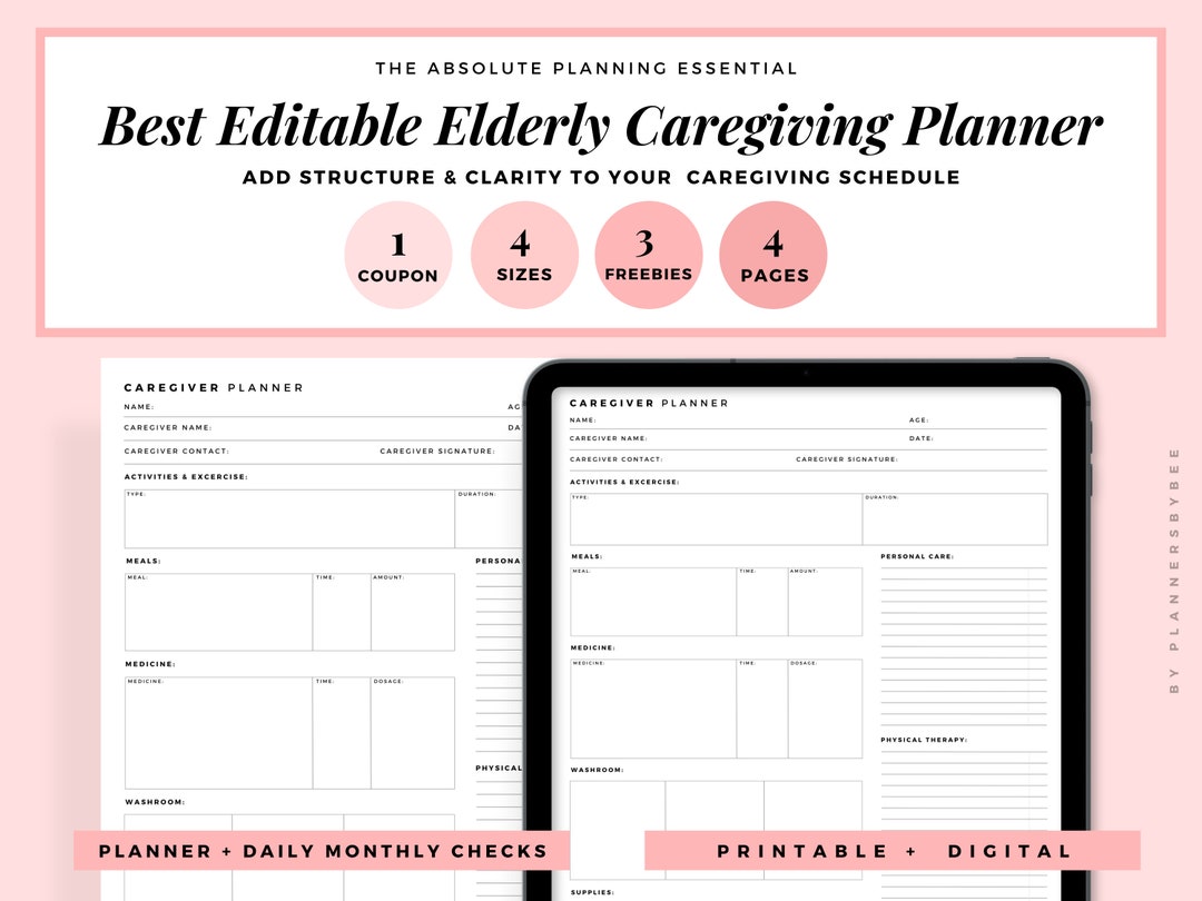 Caregiving Elderly Care Checklist EDITABLE Printable Caregivers Care ...