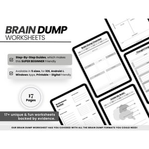 Brain Dump Journal Printable, Mental Health Check-in, Priority Matrix, ADHD Brain Dump Template, Thought Organizer, Ideas Daily Task Tracker