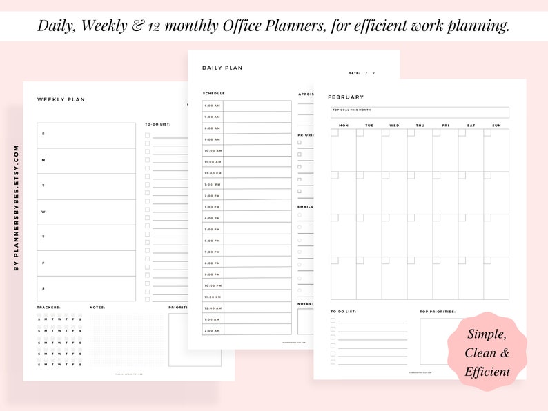 Office Tasks Planner Set Office Organizer Printables Work To Do List Work Schedule Employee Planner Business Meetings Work Emails Tracker
