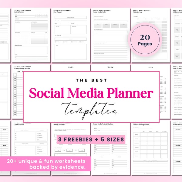 Social Media Planner, Content Planner, Social Media Manager, Instagram Planner, Facebook, Pinterest, Tiktok, Blog, Youtube, Digital Trackers