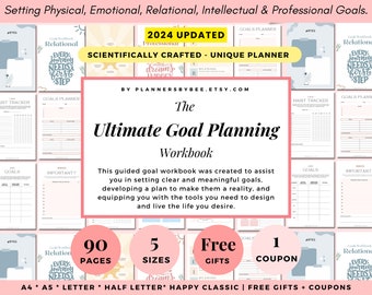 Goal Planner Bundle, 2024 Goal Tracker,  SMART Goal Setting Kit, Monthly Habits Reflections, Daily Goals Planner, Productivity Personal Goal