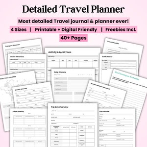 Printable Travel Planners, Packing List, Organizers, , Itinerary Planning, Holiday Planner, Travel To Do List, Letter, Half-Letter, A4, A5