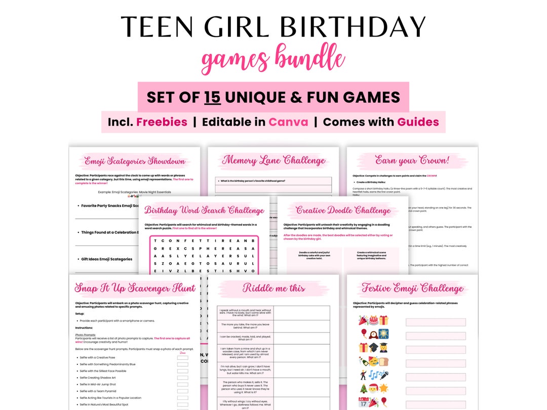 Teen Birthday Games Girl Birthday Party Game for Her Sweet 16 Birthday ...