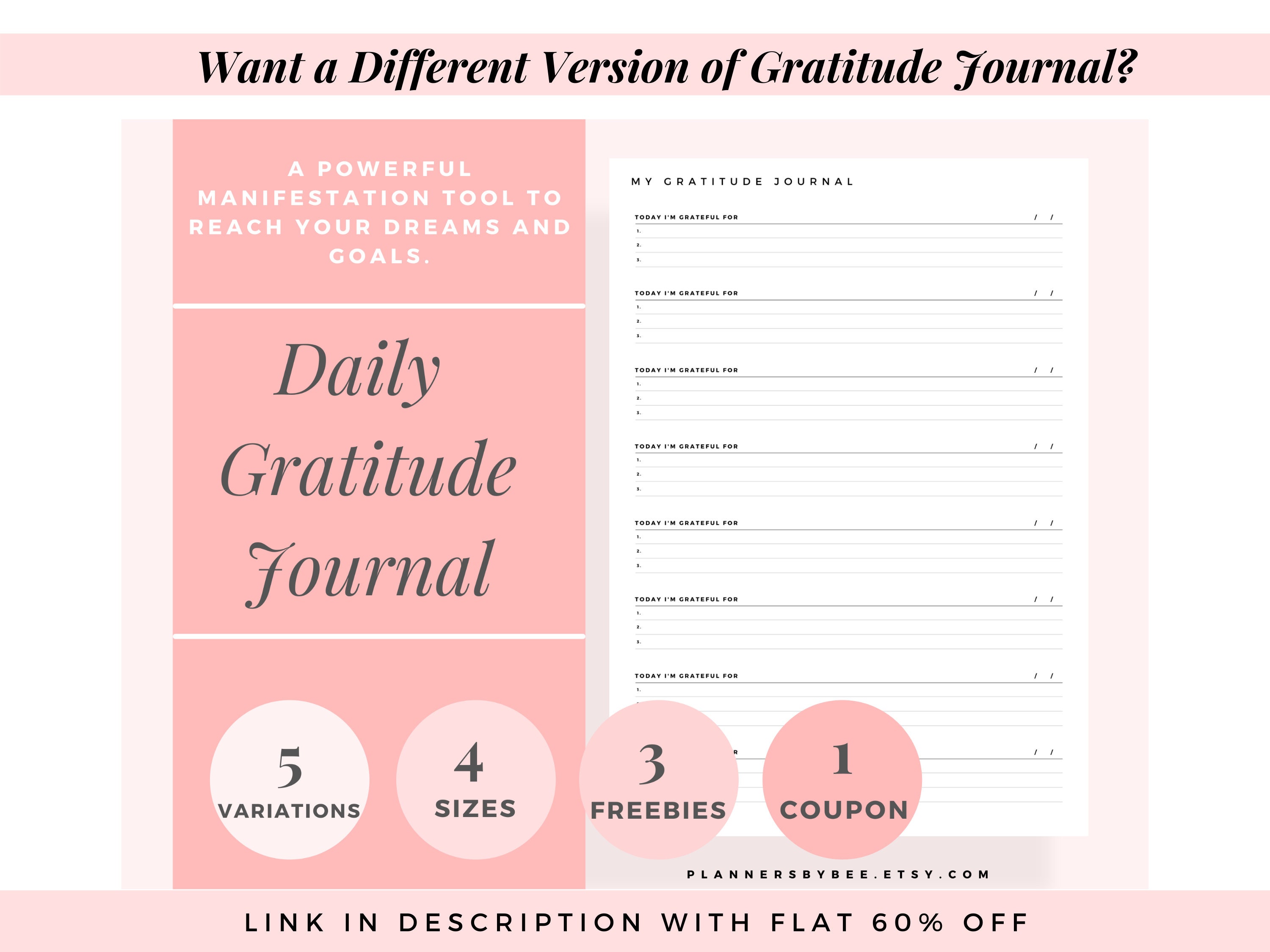 Daily Gratitude Journal Daily Reflection Template Self Care - Etsy