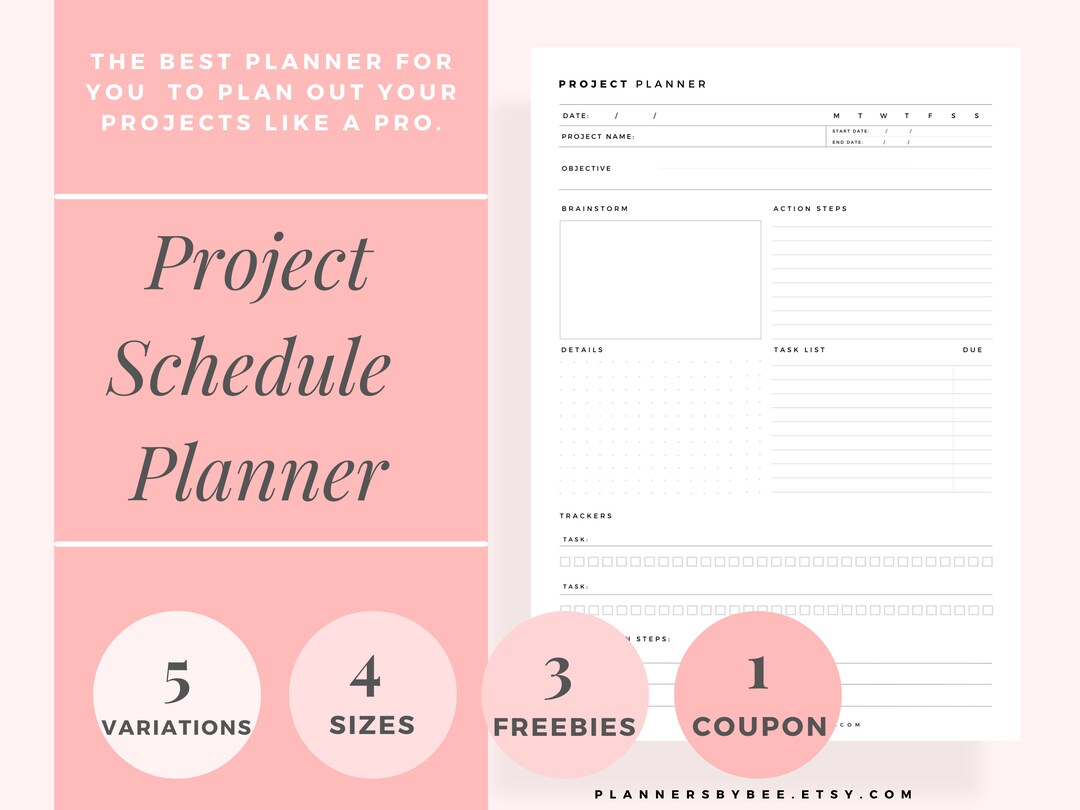 Project Planner Printable, Productivity, Task Tracker, College Student, A5, A4, US Letter Size ...