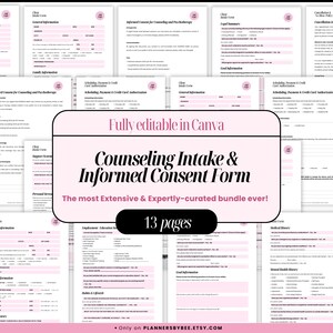 Editable Counseling Intake Forms: Mental Health Therapy Templates, Informed Consent Psychotherapy, Mental Health, Printable Client Therapy