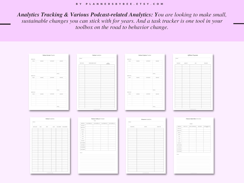 Podcast Planner Worksheet, Podcast Tracker, Podcaster Podcast Plan PDF, Podcast Checklist, Episode Podcast Kit, Interview Planning Template