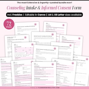 Client Intake Form, Therapist Office Forms, Private Practice Therapy Template, Psychotherapy & Counseling Office Form, canva Editable Health