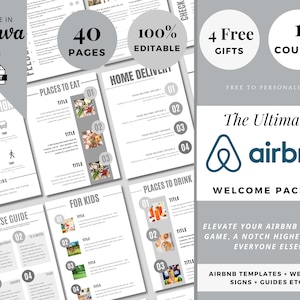 Modern Airbnb Welcome book template, Guest Book, Canva template, Home Rental book, Guidebook, Vacation Rental, VRBO House guide, Host guide