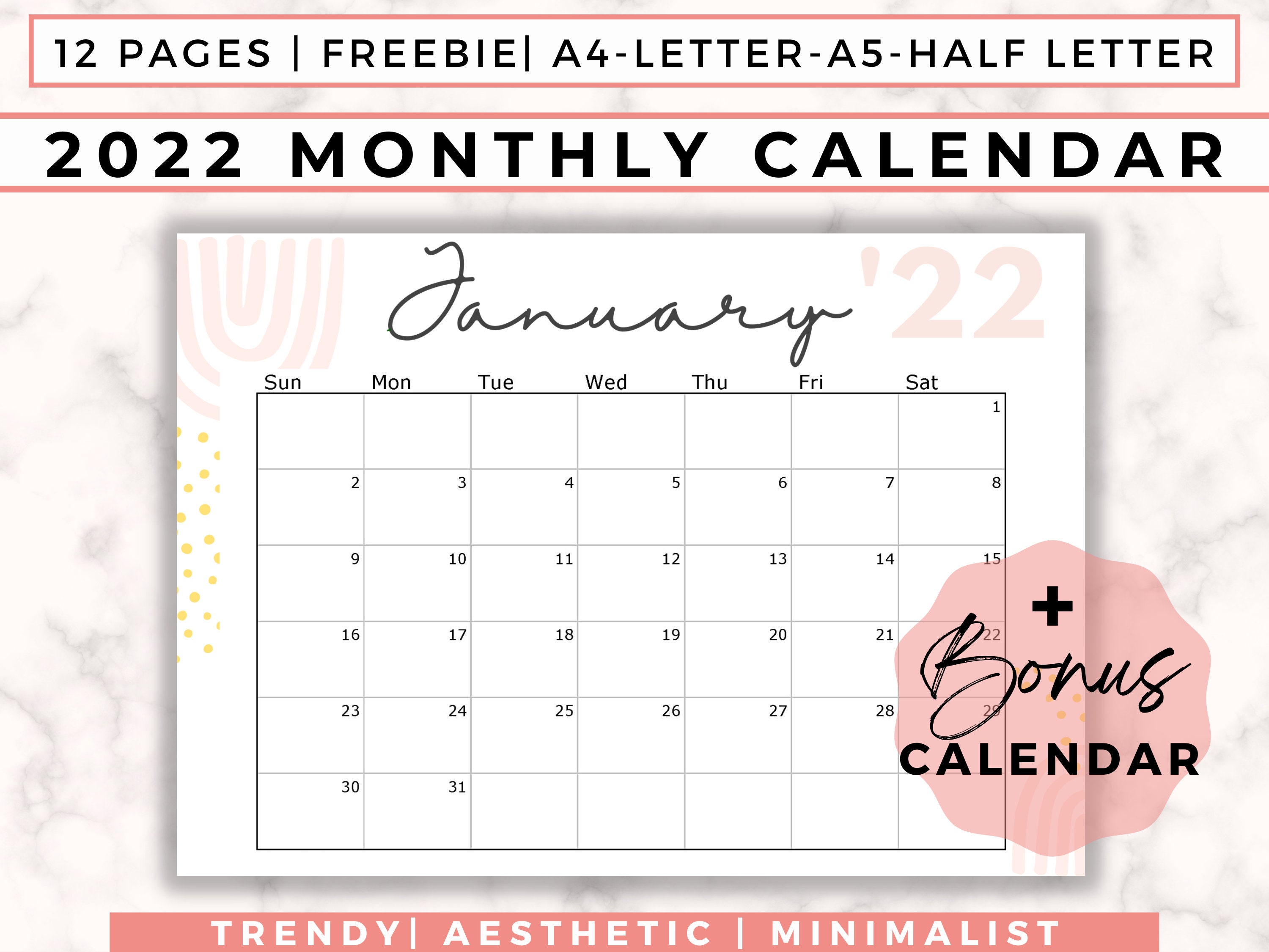 2023 Calendar Printable Aesthetic Botanical Calendar 12 Etsy Hong Kong