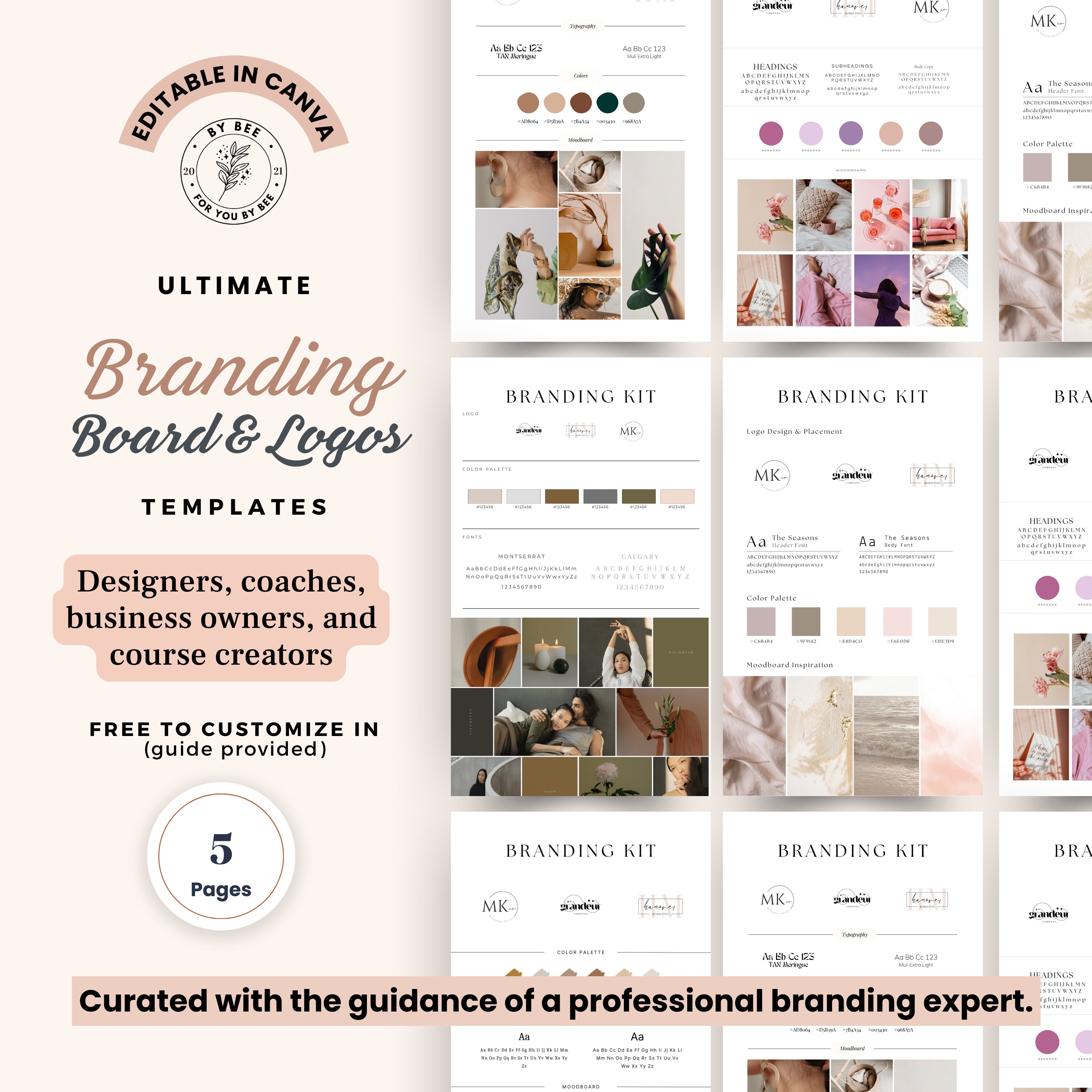 Branding Kit, Branding Small Business, Brand logo, Modern Branding kit canva templates, Brand Board Palettes, Business Brand Design Package