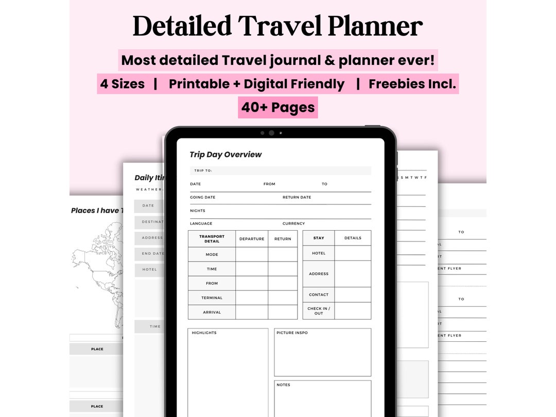 40 Page Travel Planner Printable BUNDLE, Trip Planner, Vacation ...