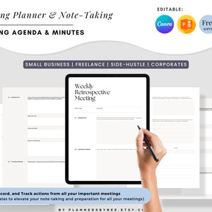 Meeting Agenda Template Printable, Meeting Notes, Meeting Planner, Meeting Notes Template, Printable Planner Pages, Meeting Notebook, Office