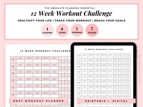 Pink Fitness Journal Workout Book - Fitness Planner - Daily Log