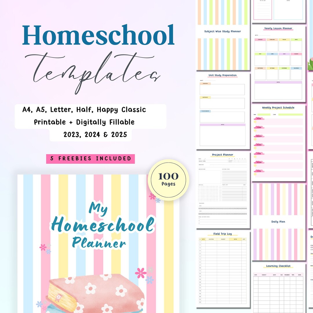 2024 Homeschool Planner Pages, Lesson Planner, Academic Planner, Kids