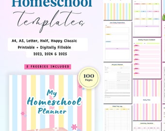 2024 Homeschool Planner Pages, Lesson Planner, Academic Planner, Kids Learning Resources PDF, Homeschool Planner, Digital Homeschool planner