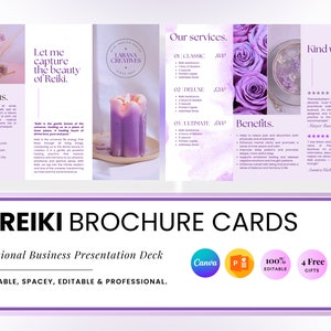 Reiki Brochure Canva Cards, Reiki Info Brochure, Reiki Healing Brochure, Reiki Brochure, Distant Reiki, Reiki Master Business Forms, Reiki