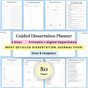 Thesis Journal, Digital Dissertation Writing PhD Masters, Article Summary Template, Digital Thesis Planner, University Research Project Plan