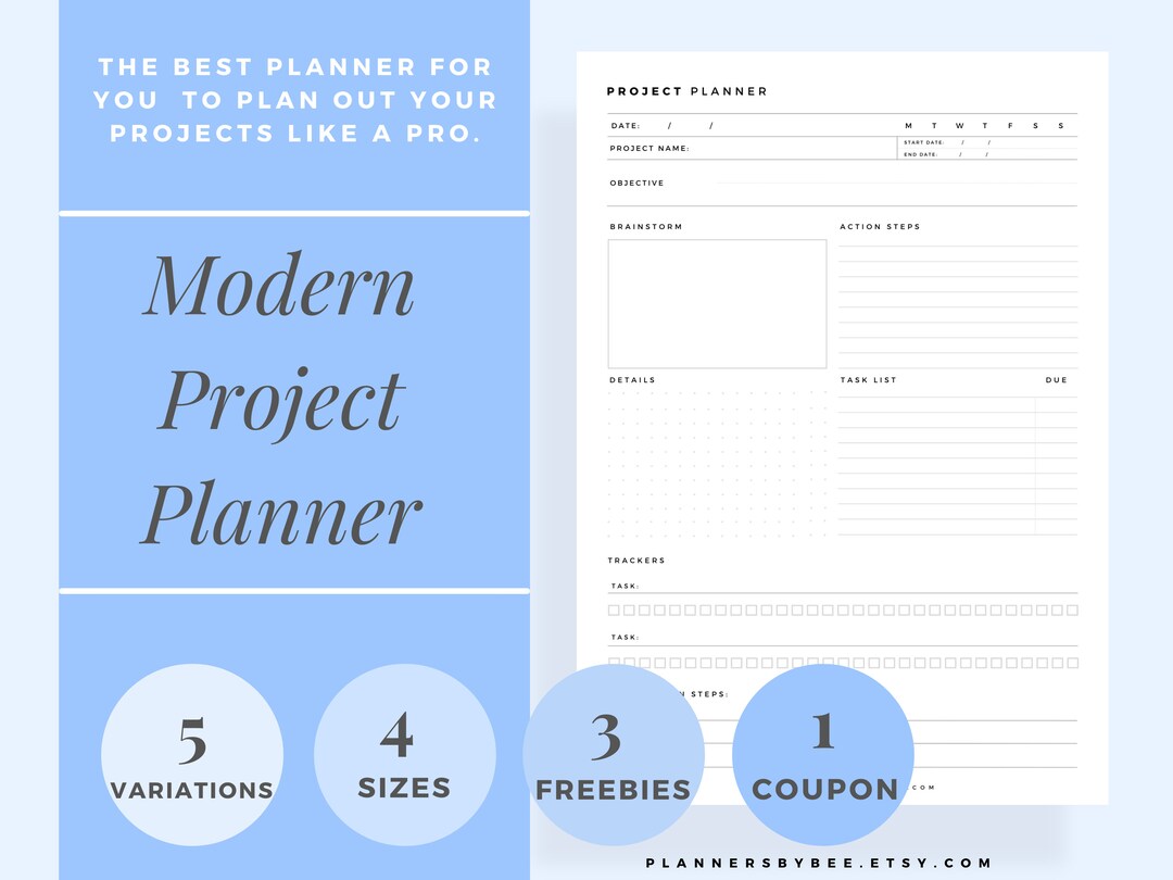 Project Planner Printable Productivity Project Management Printable ...